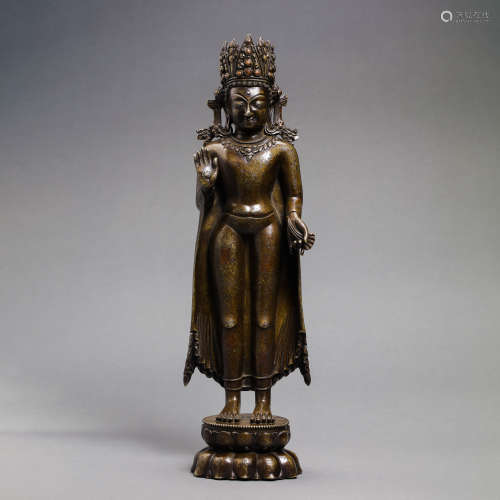 CHINESE YUAN DYNASTY ALLOY BRONZE BUDDHA STATUE