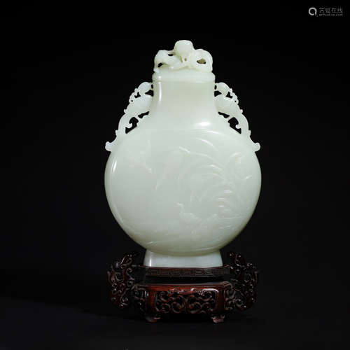 CHINESE QING DYNASTY HETIAN JADE BOTTLE ORNAMENT