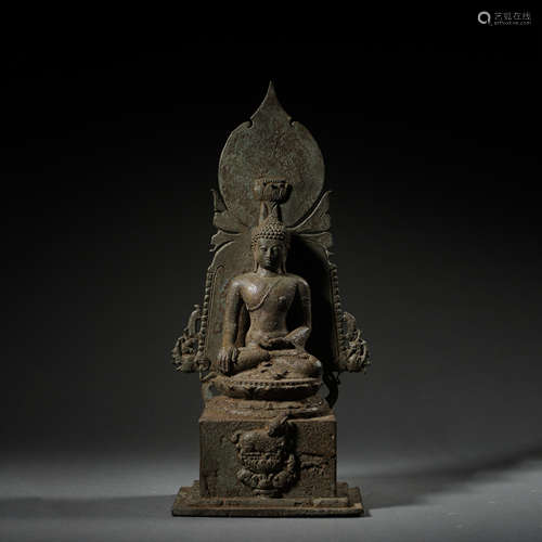 SEATED BRONZE BUDDHA STATUE OF WEST ASIA