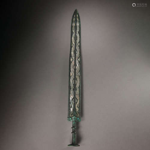 BRONZE AND SILVER SWORDS,, WARRING STATES PERIOD OR HAN DYNA...