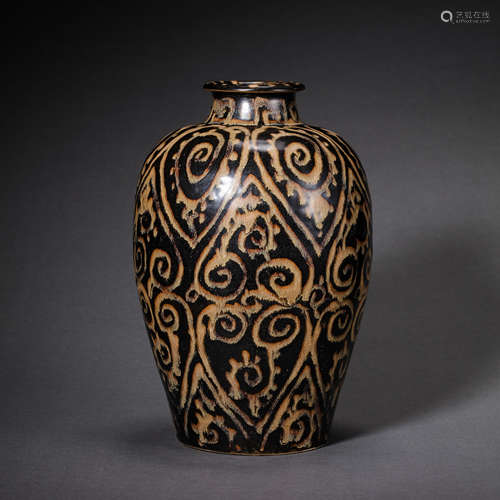 CHINESE SOUTHERN SONG DYNASTY JIZHOU WARE FLOWER PATTERN PLU...