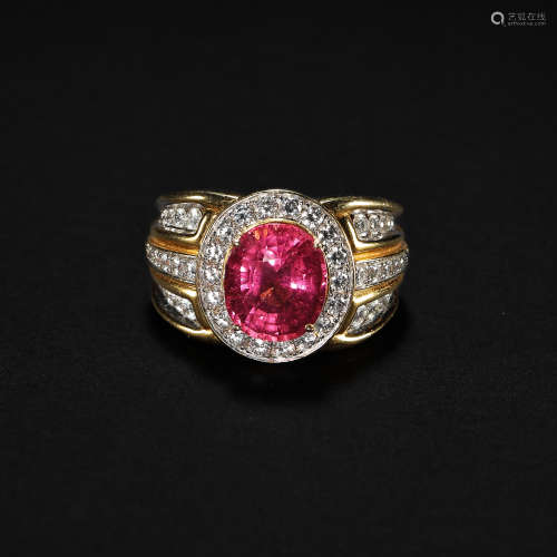 WEST ASIAN PURE GOLD SET WITH DIAMOND RUBY RING