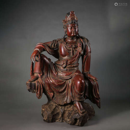 SEATED STATUE OF THE LACQUERED GOLDEN BUDDHA, MING DYNASTY, ...