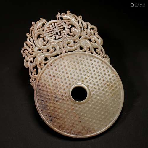 HETIAN JADE BI,,, WARRING STATES PERIOD OR HAN DYNASTIES