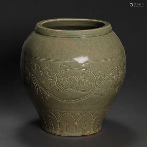 CHINESE SUI DYNASTY XIANGZHOU WARE FLORAL PATTERN BLUE GLAZE...