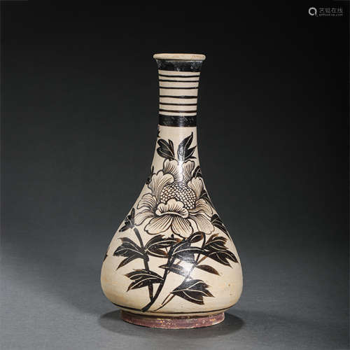 CHINESE SOUTHERN SONG DYNASTY JIZHOU WARE FLORAL PATTERN LON...