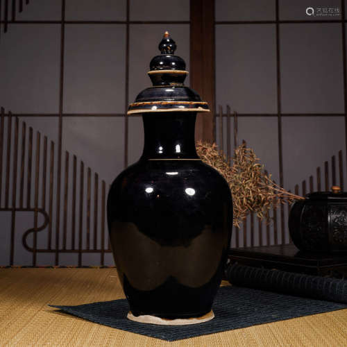 宋  定窯黑釉瓶