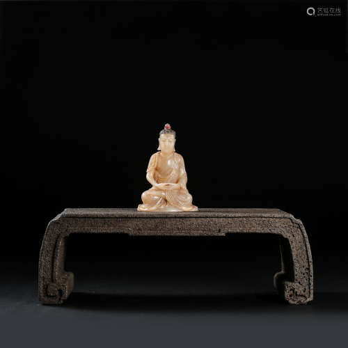 SHOUSHAN STONE BUDDHA SEATED STATUE, QING DYNASTY, CHINA