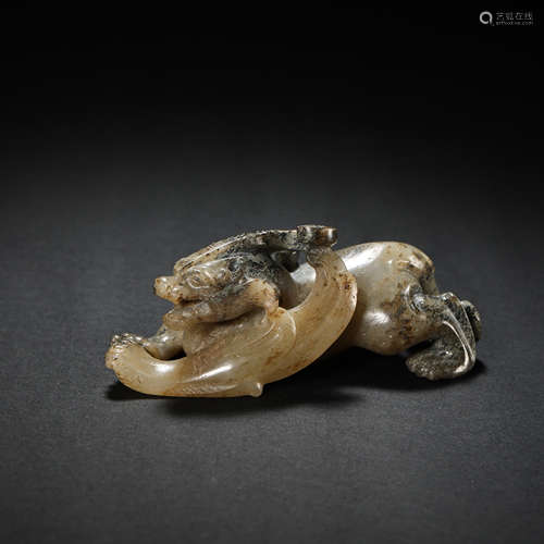 HETIAN JADE BEAST,  WARRING STATES PERIOD OR HAN DYNASTIES