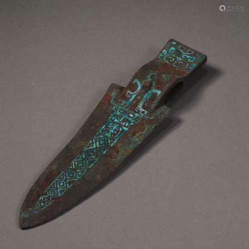 BRONZE INLAID TURQUOISE SPEAR, WARRING STATES PERIOD OR HAN ...