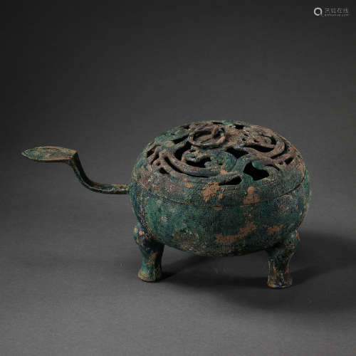 BRONZE HANDLE FURNACE, WARRING STATES PERIOD OR HAN DYNASTIE...