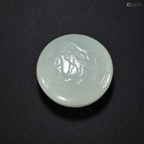 CHINESE QING DYNASTY HETIAN JADE POWDER BOX