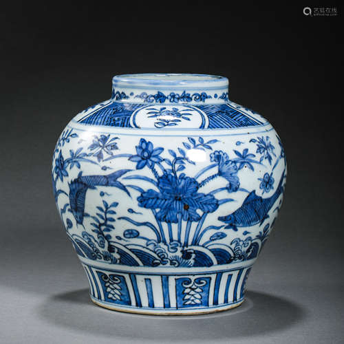 CHINESE QING DYNASTY BLUE AND WHITE POT