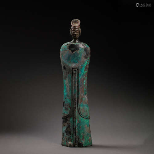 BRONZE STATION OF PORTRAIT, WARRING STATES PERIOD OR HAN DYN...
