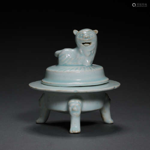 SOUTHERN SONG DYNASTY HUTIAN WARE GREEN GLAZED LION INCENSE ...