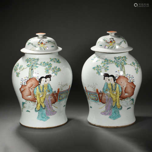 CHINESE QING DYNASTY FLORAL PATTERN GENERAL LID JAR
