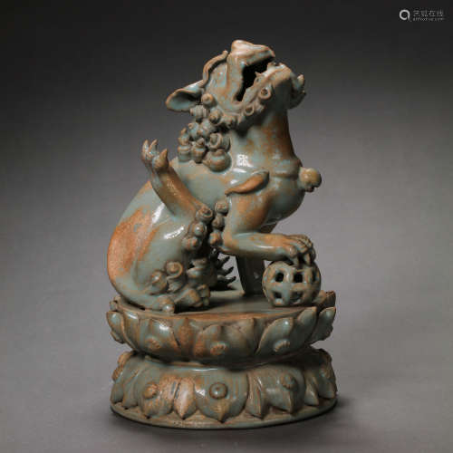 CELADON LION SEATED STATUE, SONG DYNASTY, CHINA
