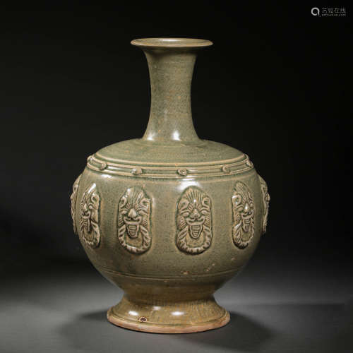 CHINESE SUI DYNASTY XIANGZHOU WARE PLASTERED LONG-NECKED BOT...
