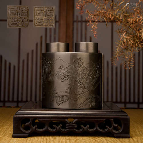 藏六居造 錫制茶葉罐