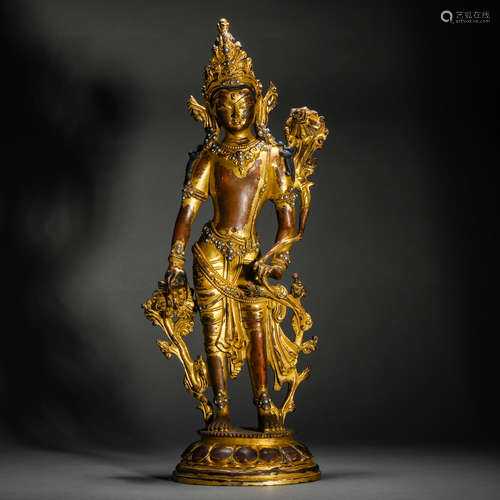 Ming Dynasty gilt bronze statue