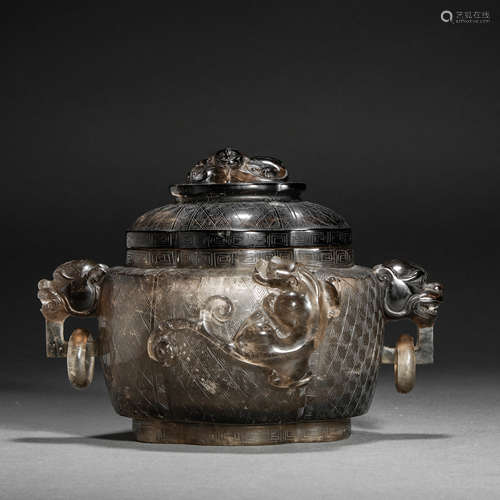 Qing Dynasty crystal dragon pattern binaural incense burner