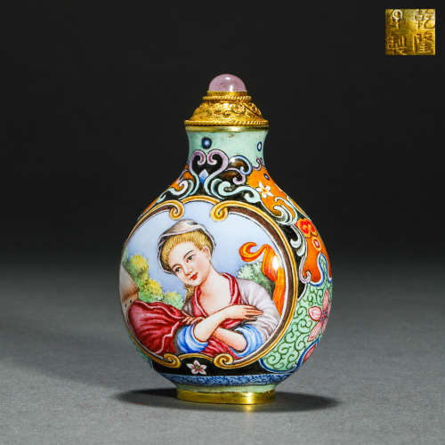 Qing Dynasty gold painting enamel snuff bottle