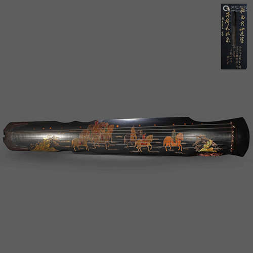 Qing Dynasty Lacquer Gold Painted Character Guqin