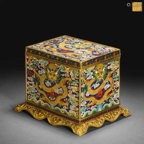 Qing Dynasty Cloisonne Enamel Dragon Seal Box