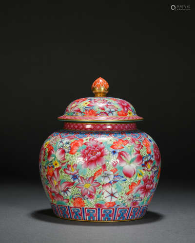 Qing Dynasty Enamel Flower Lid Jar