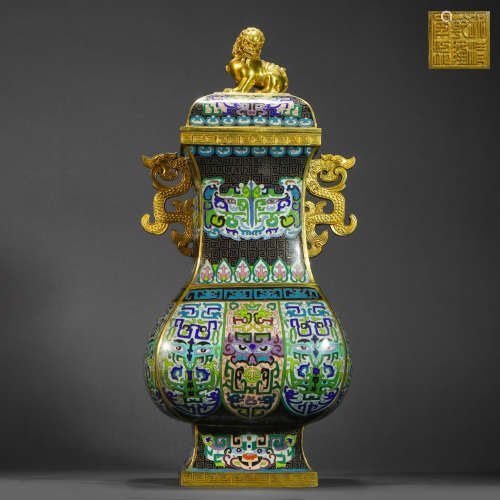 Qing Dynasty Cloisonne Square Zun