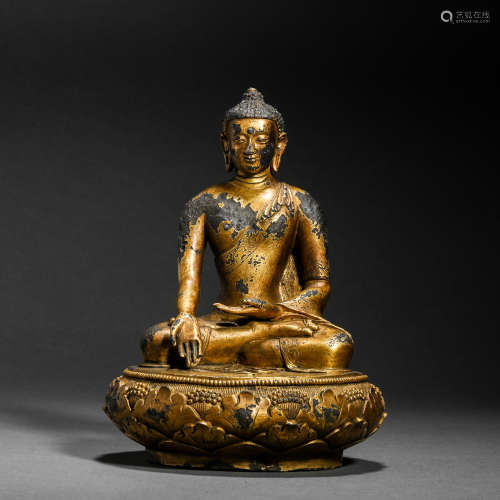 Ming Dynasty gilt bronze statue of Sakyamuni