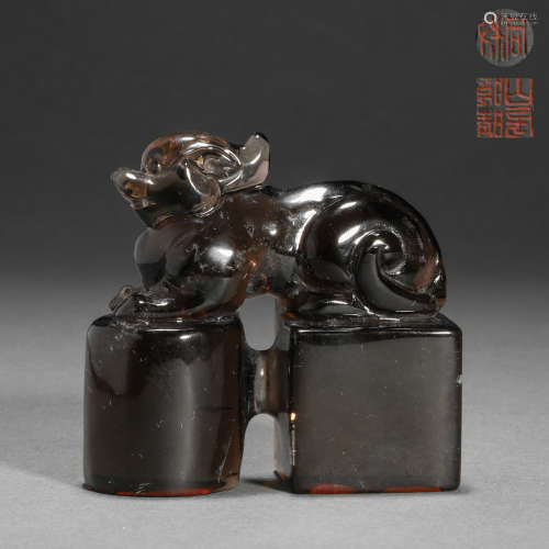 Qing Dynasty Crystal Animal Pattern Conjoined Seal