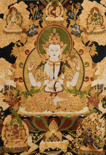 Four-armed Avalokitesvara thangka