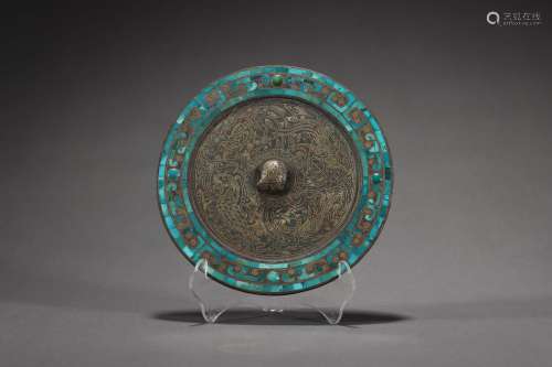 Han Dynasty gold and silver bronze mirror