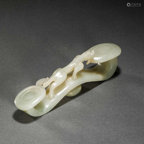 Qing Dynasty Hetian Jade Dragon Pattern Ruyi