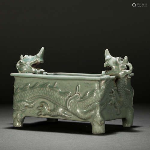 Song Dynasty celadon incense burner with dragon pattern