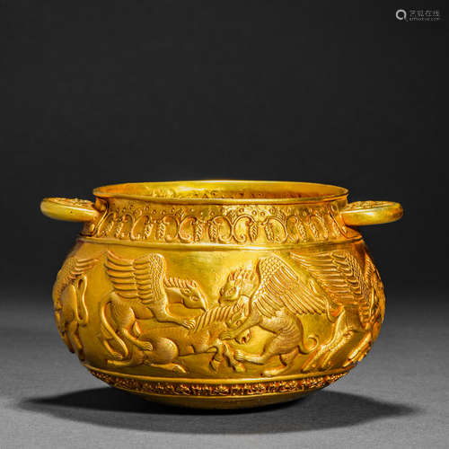 Tang Dynasty pure gold beast pattern bowl