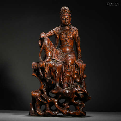 Qing Dynasty Agarwood Sitting Avalokitesvara