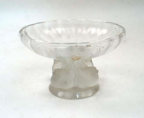A modern Lalique `Nogent` pedestal bowl, designed by Marc La...