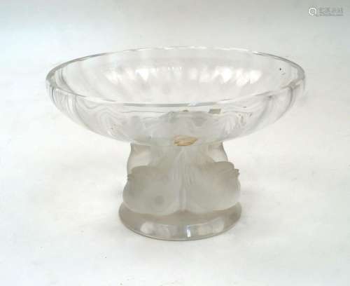 A modern Lalique `Nogent` pedestal bowl, designed by Marc La...