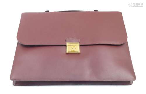 A Must de Cartier leather briefcase, with gilt metal clasp, ...