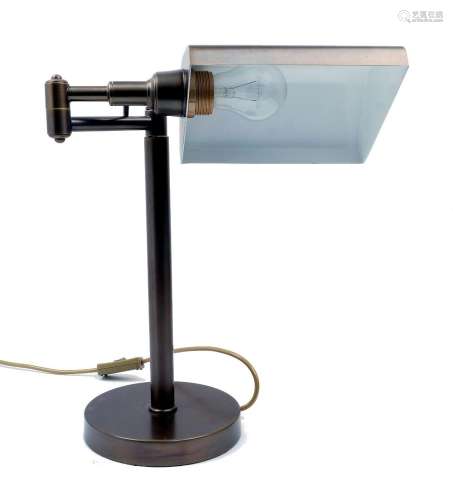 A banker`s style desk lamp, late 20th Century, the adjustabl...