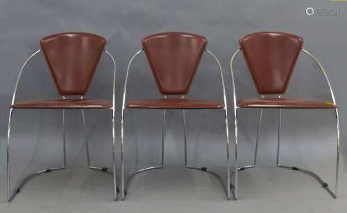 Arrben, Italy, a set of six chromed dining chairs, c.1980, w...