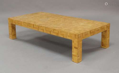 A contemporary bamboo veneer coffee table, 33cm high, 137cm ...