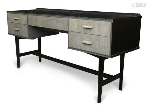 An ebonised desk, upcycled by Ruby Rhino, the rectangular to...