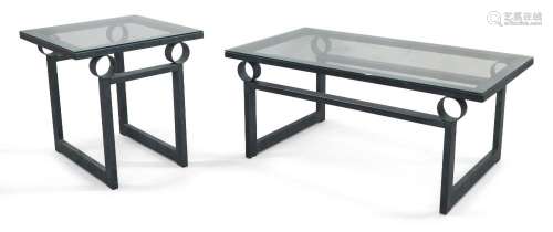 A post modern coffee table and matching side table, c.1980, ...