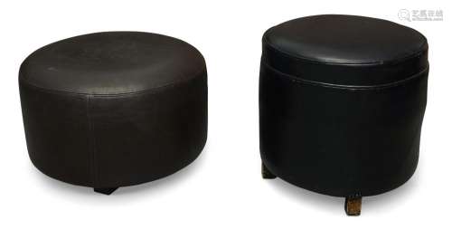 A contemporary brown leather footstool, of recent manufactur...