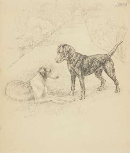 Kathleen Frances Barker, British 1901-1969- Two dogs on a pa...