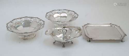 A small group of silver, comprising: a silver waiter, Sheffi...