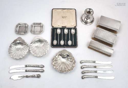 A group of silver and silver plate, comprising: two silver s...